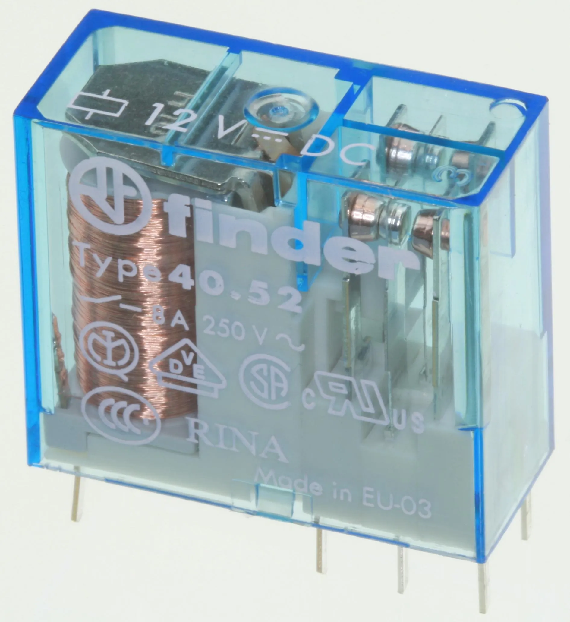 Finder Relæ 12VDC/220R/DPDT/2xSkifte/8A-250VAC | B2C
